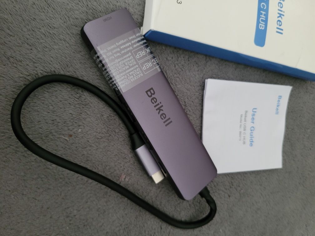 USB C HUB 7w1 Adapter HDMI Czytnik kart