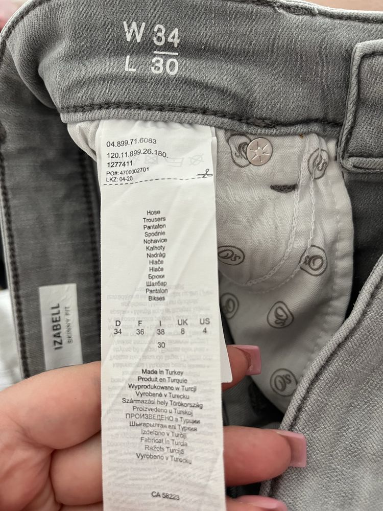 szare spodnie dżinsy skinny fit s.Oliver 36