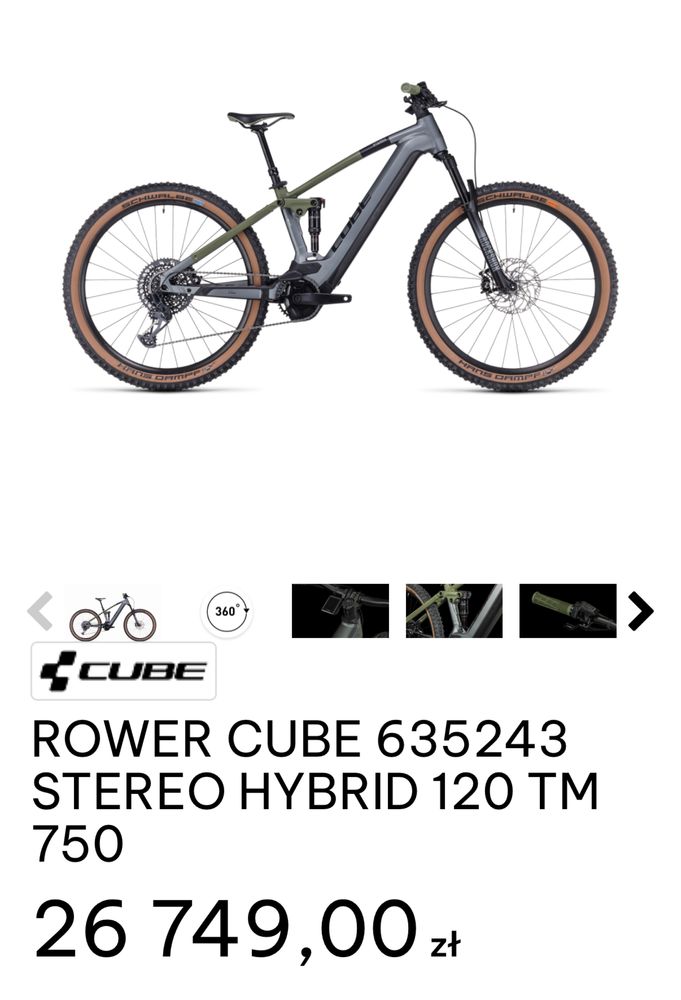 CUBE ( XL ) STEREO HYBRID 120 TM 750Wh CX4 SMART 480km, 29" [no.347]
