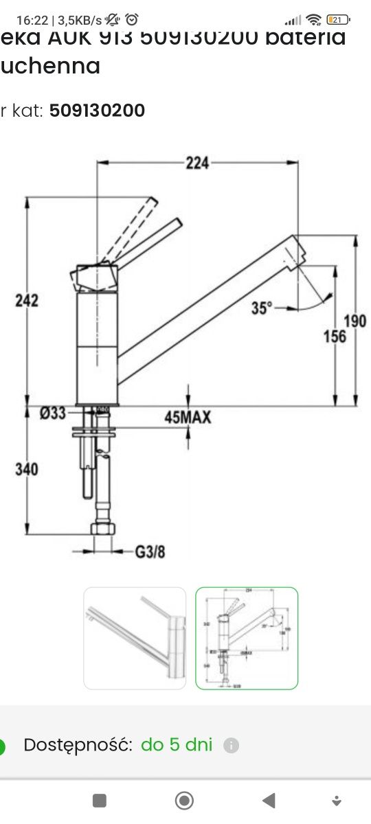 Bateria kuchenna Teka model AUK 913