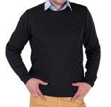 Elegancki sweter męski wzorzysty - Czarny L