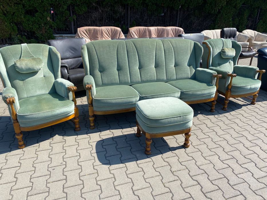 Klasyczny wypoczynek Sofa + 2x fotel + pufa DOWÓZ DO DOMU