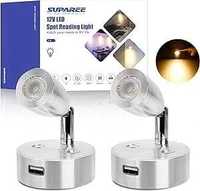 Lampki biurkowe LED Suparee 12 V USB srebrne 2 szt