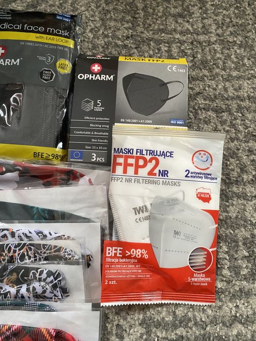 Maseczki 75 sztuk nowe FFP2 dziecięce wielorazowe