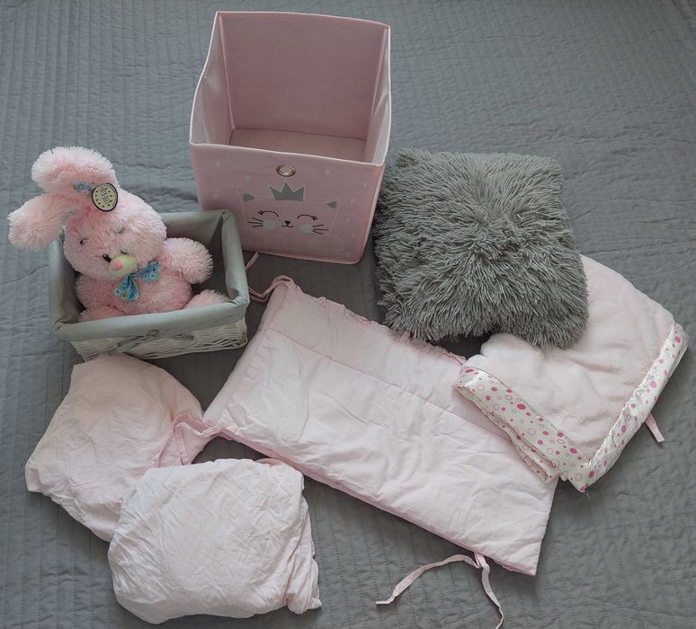 Wysyłka 1 zł Różowy zestaw do pokoju malucha poduszki pojemnik