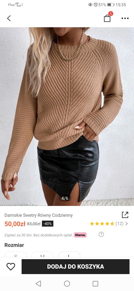 Sweterek Shein M brązowy mocca nowy