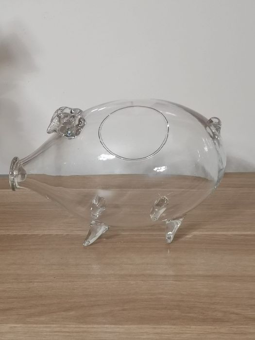 Świnka ze szkła pojemnik dekoracja