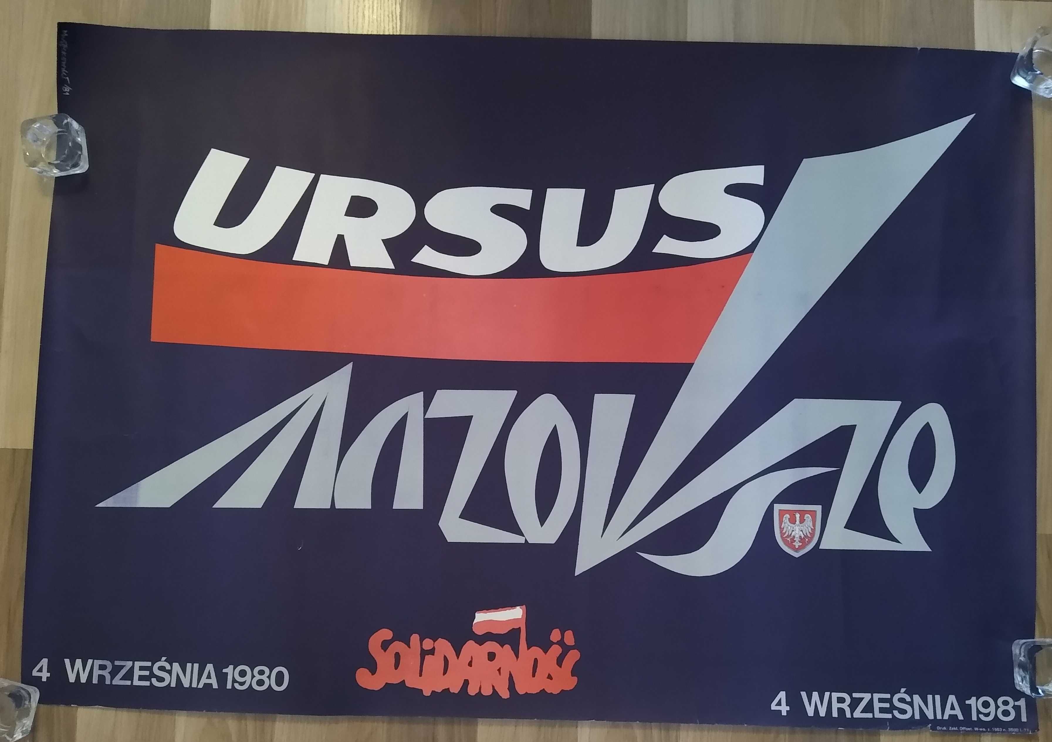 Plakat Ursus Mazowsze Solidarność 4 września lata 1980 do 1981 PRL