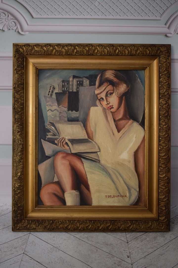 T De Łempicka - Portret Uczennicy - Studentka z Książkami Obraz Olejny