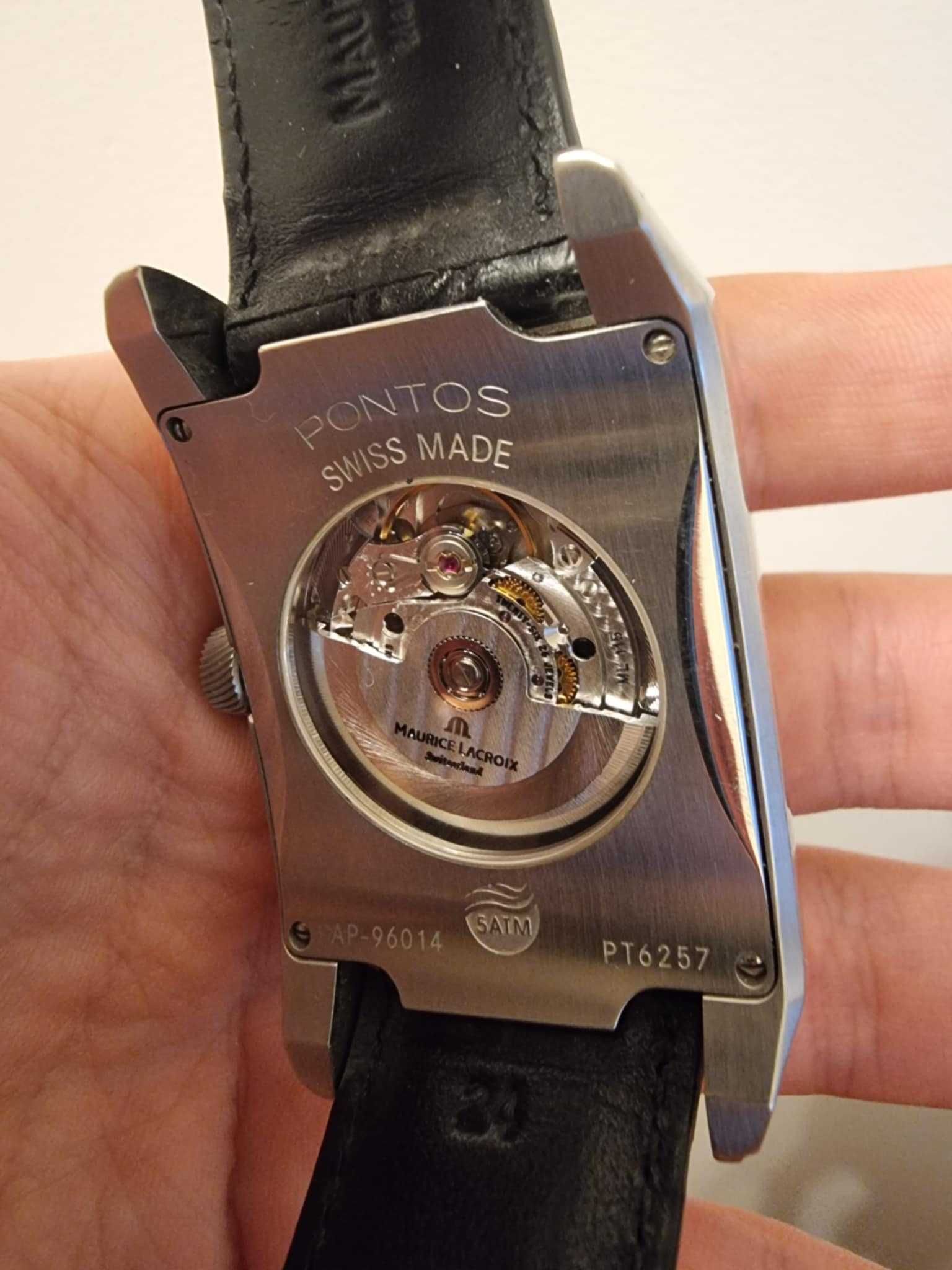 Zegarek Maurice lacroix Pontos Automatic Rectangulaire Date Srebrny