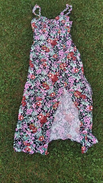 Letnia sukienka czarna w kwiaty Zebra XS