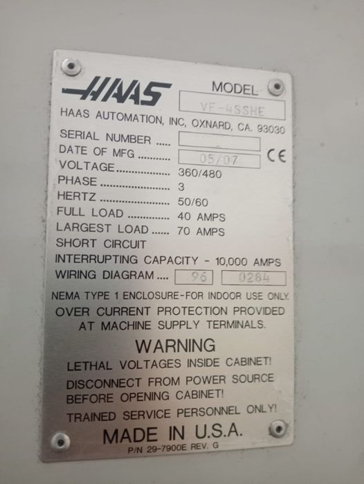 Фрезерний станок С ЧПУ Haas VF 4 SS