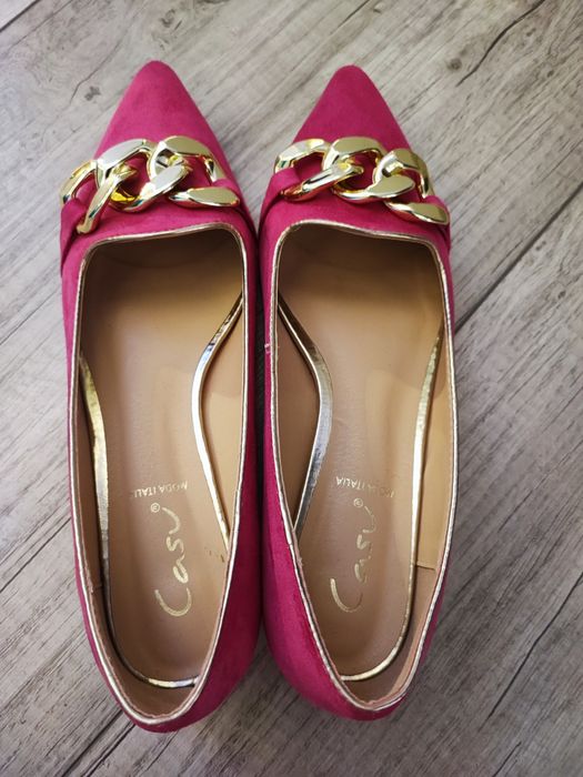 Baleriny damskie fuksja firmy casu