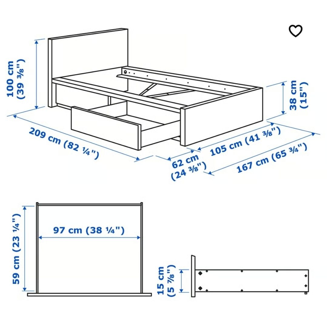 Cama de solteiro Ikea MALM.