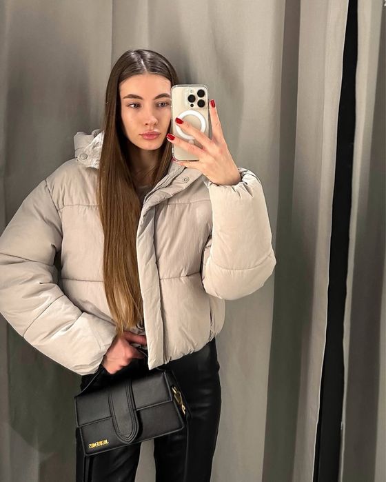 Zara пуховик зимова куртка С, zara зимняя куртка пуффер С