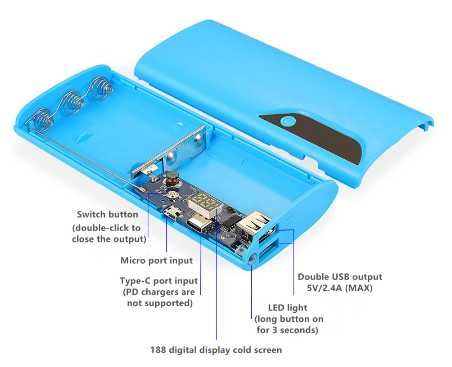8*18650 тримач батареї Power Bank Case Dual USB зарядний пристрій