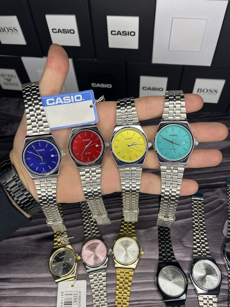 Casio B145 срібний годинник чоловічий на браслеті кварц