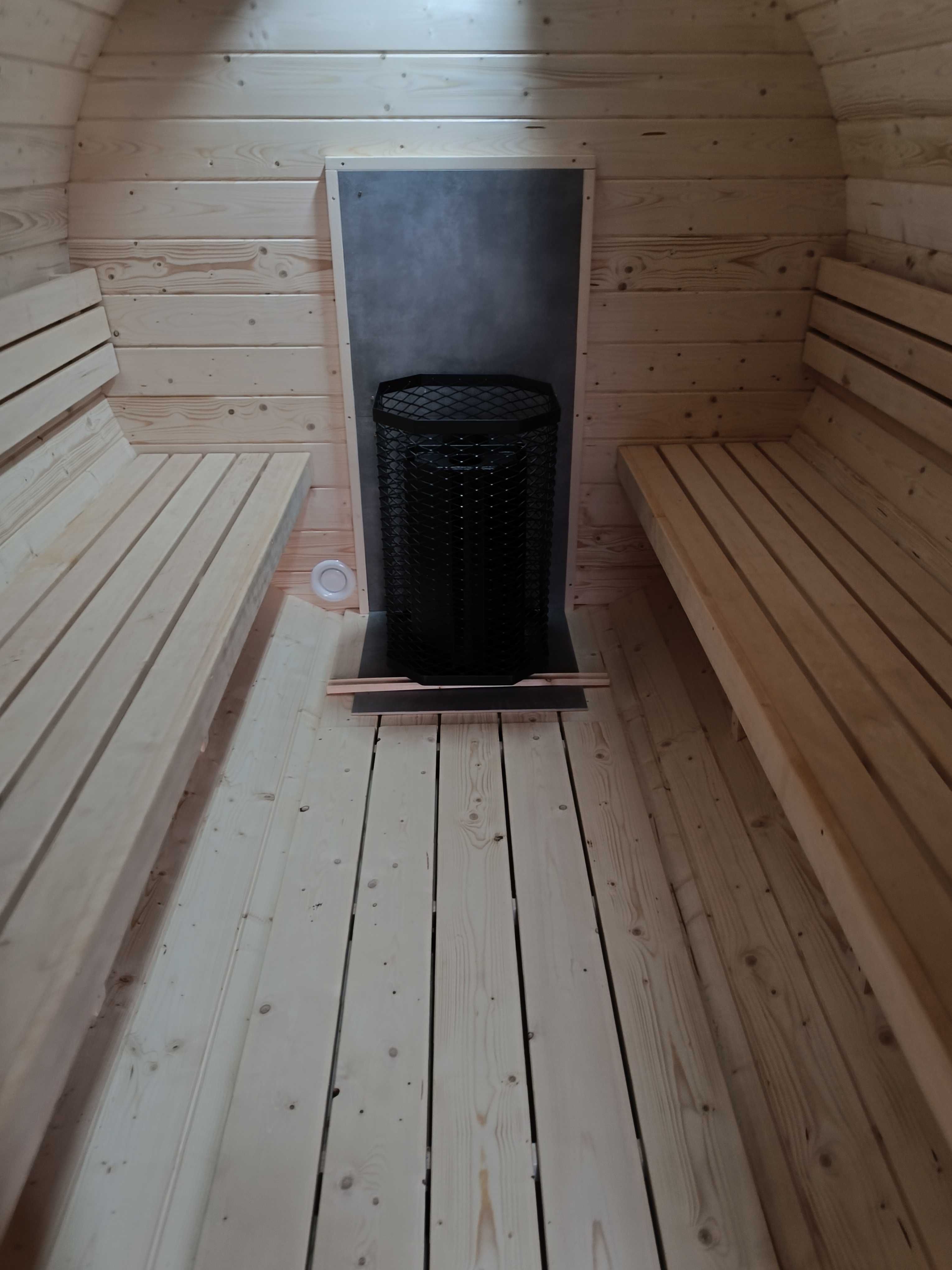 Sauna ogrodowa beczka fińska 2,70 m Piec LED RATY RATY
