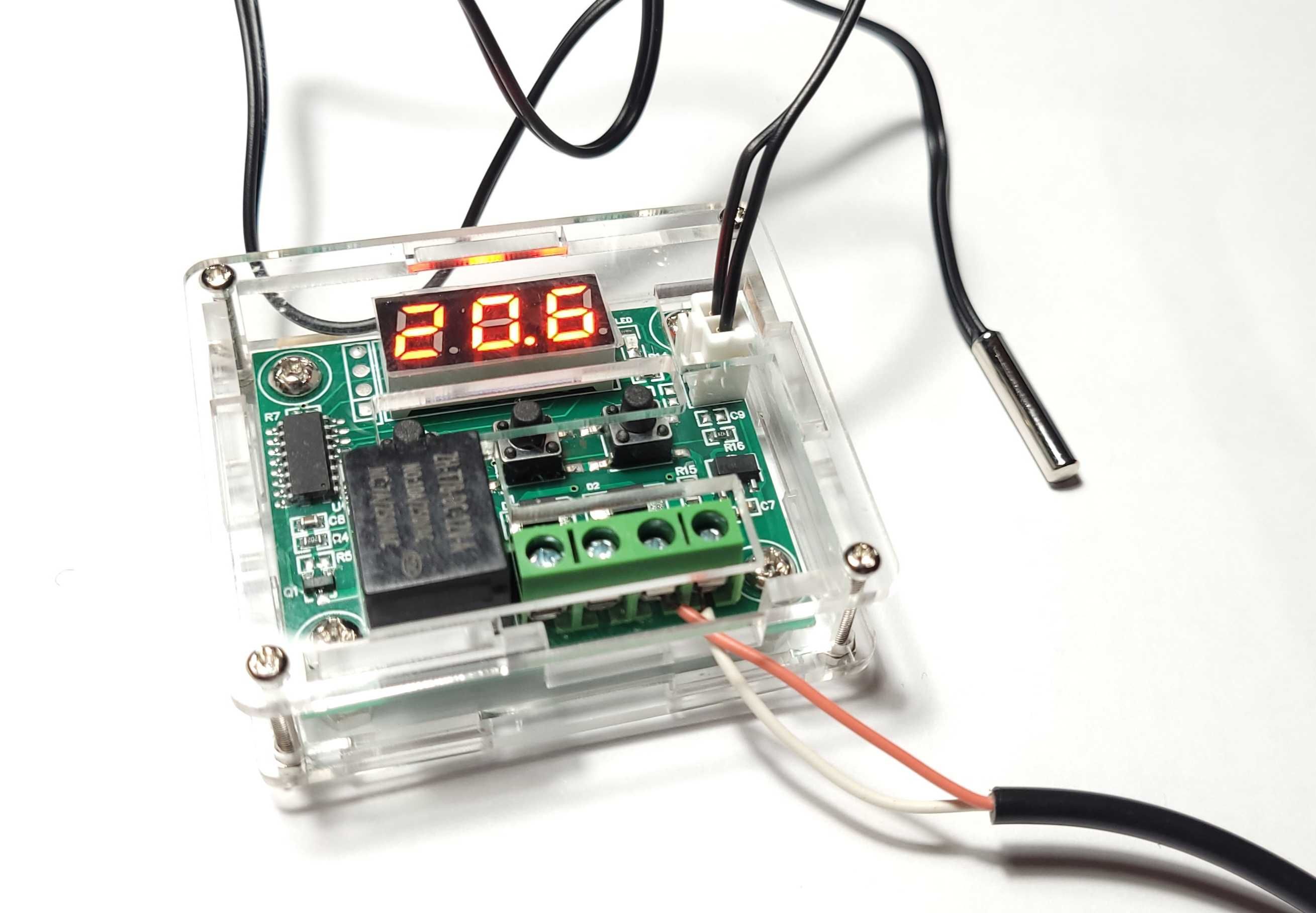 Termostato 12v com caixa acrílica e transformador