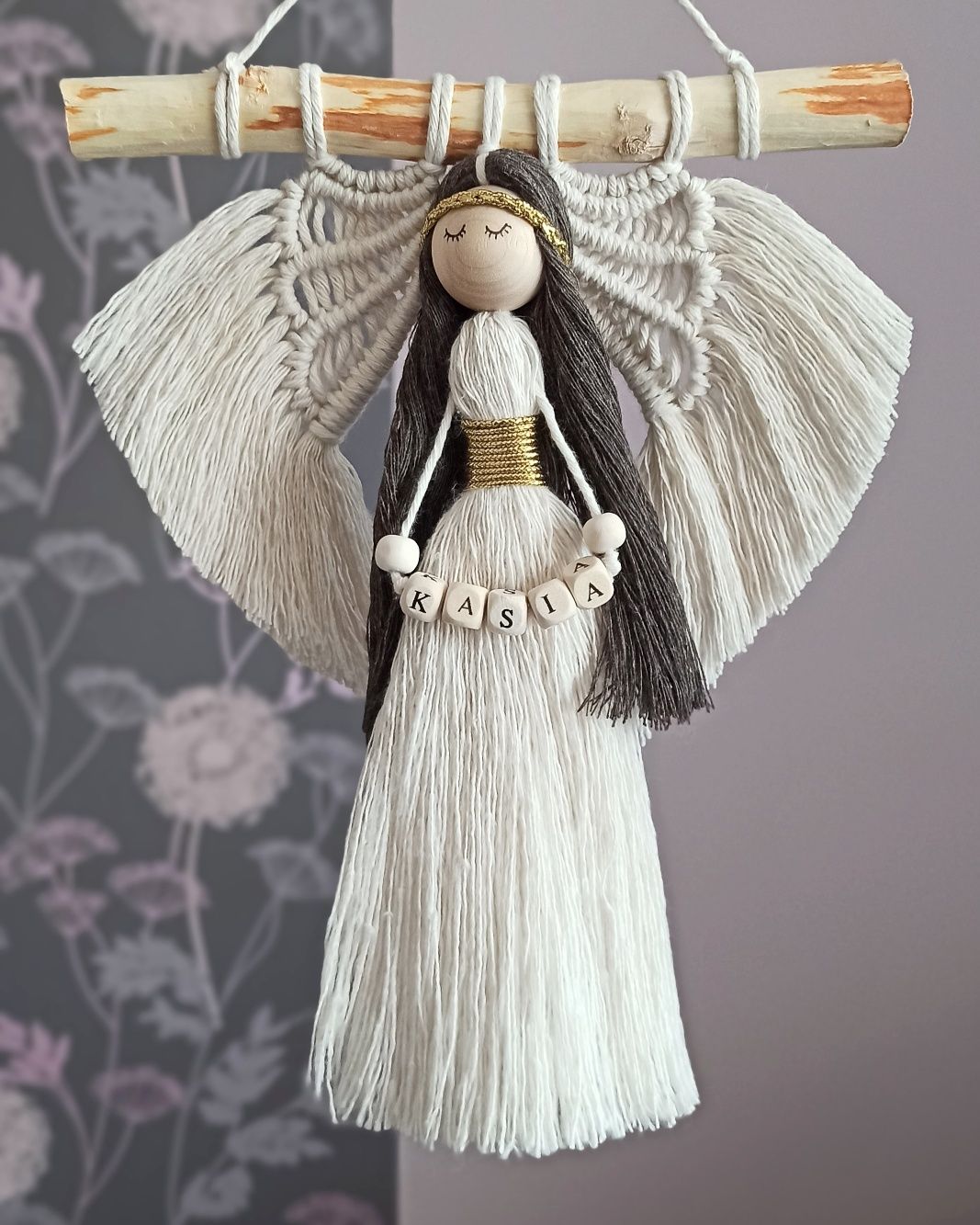 Makrama aniołek, anioł stróż - prezent na komunię, chrzest