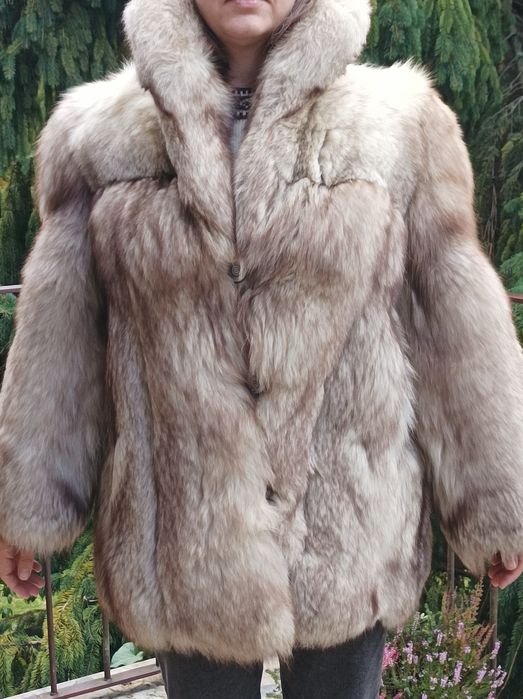 Futro ze srebrnych lisów XXL