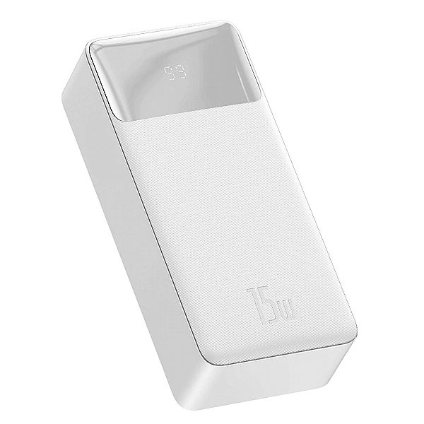 Baseus Bipow powerbank z wyświetlaczem 10000mAh 15W biały (Overseas Ed