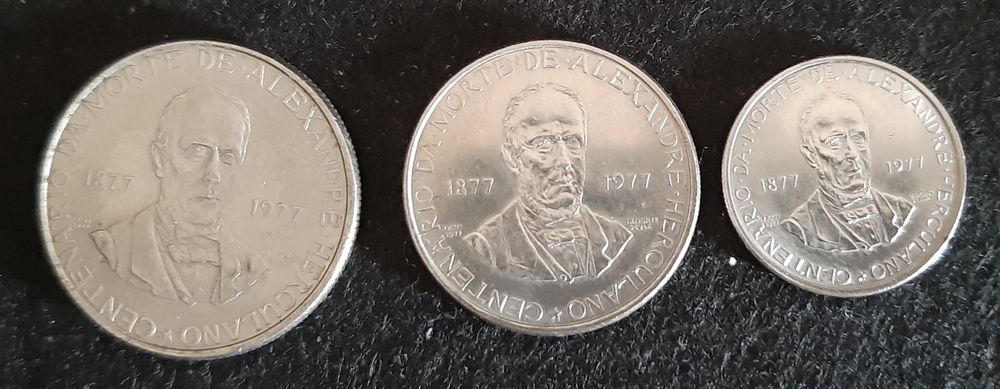 Moedas 2.5, 5 e 25 Escudos"Centenário da Morte de Alexandre Herculano"