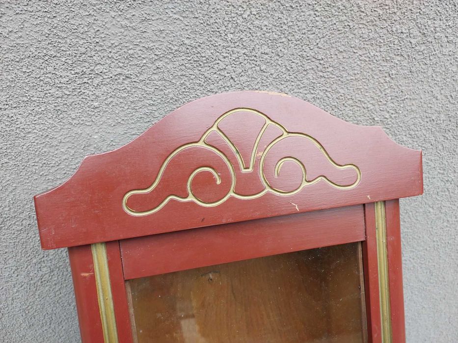 Szafka skrzynia obudowa starego zegara witrynka bordowa E225