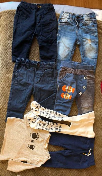 Spodnie koszulki bluzy rozmiar 74 80 zestaw 32szt