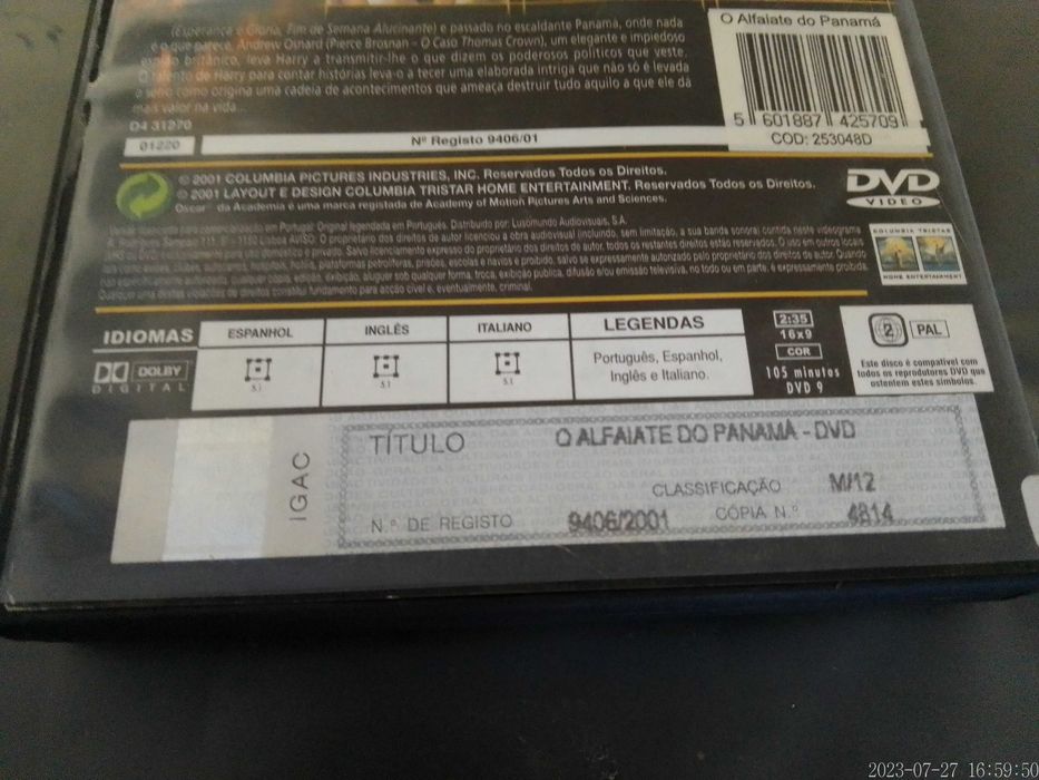 DVD Alfaiate do Panamá Filme Pierce Brosnan Rush John Le Carré LEG. PT