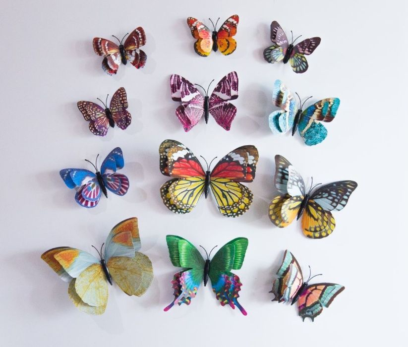 Conjunto de 12 Borboletas Coloridas Florescentes