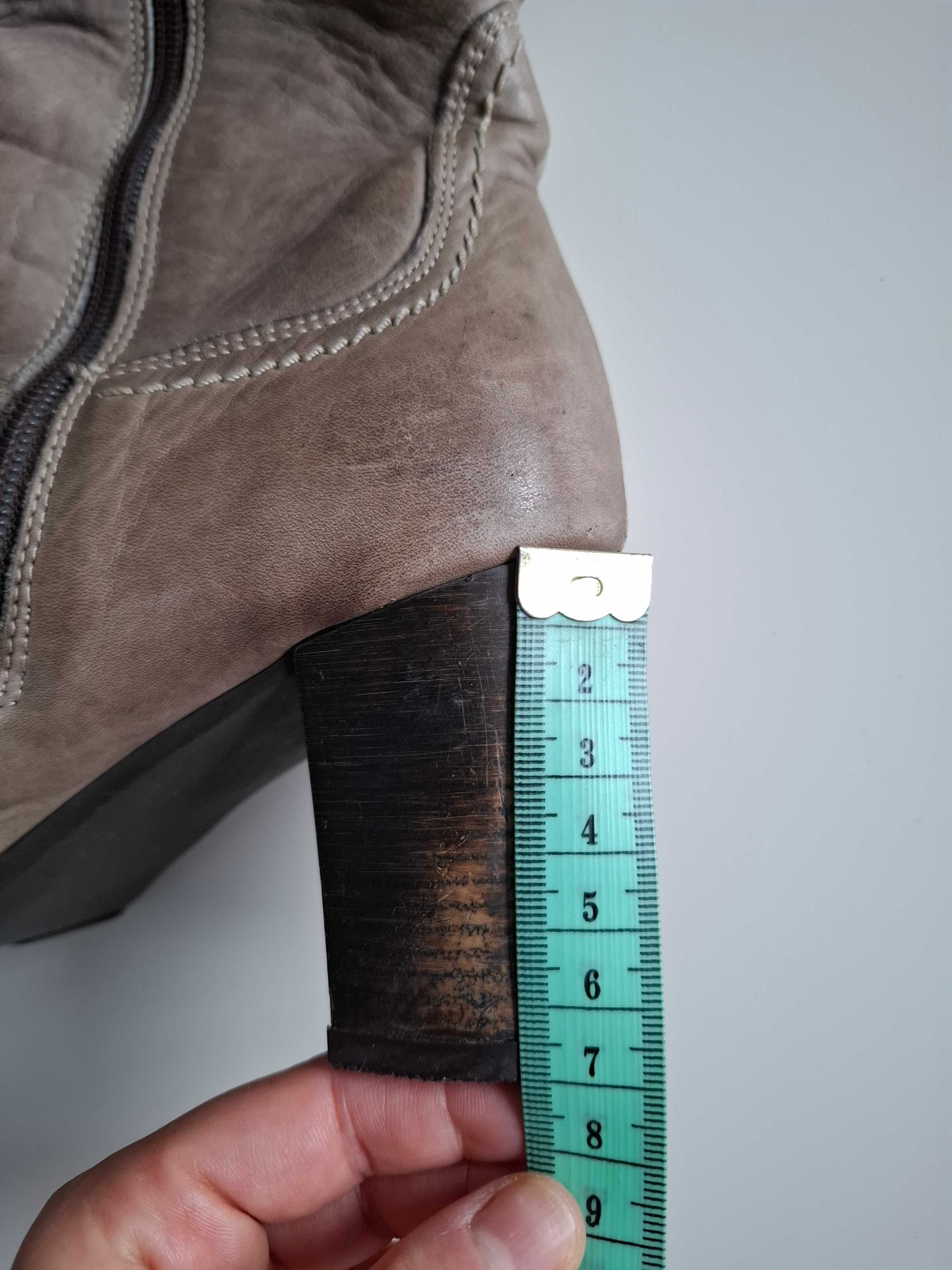 Damskie kozaki, wysokie botki, buty ze skóry 36