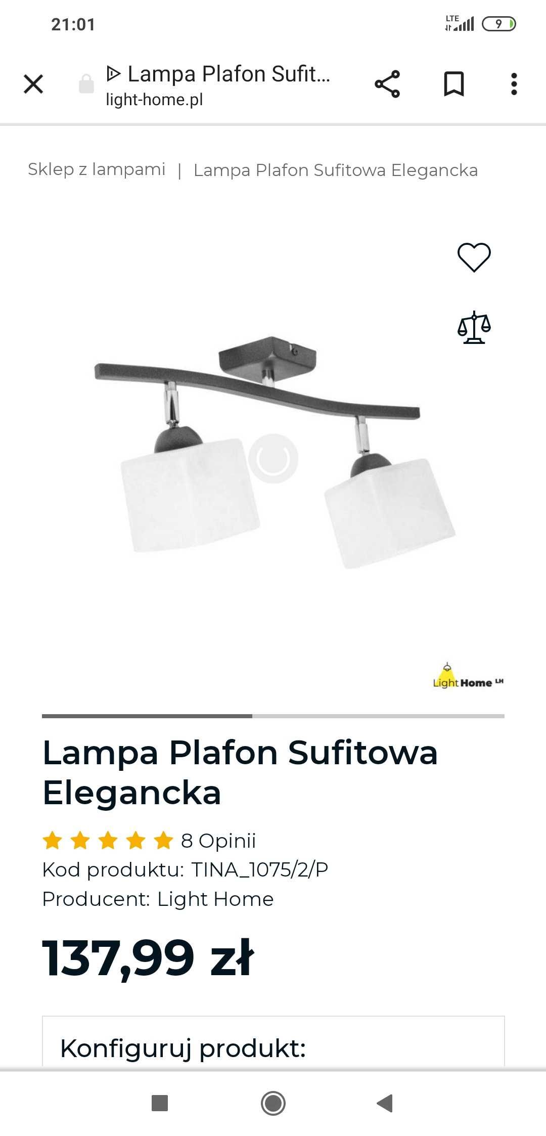 Lampa sufitowa, plafon 2 klosze