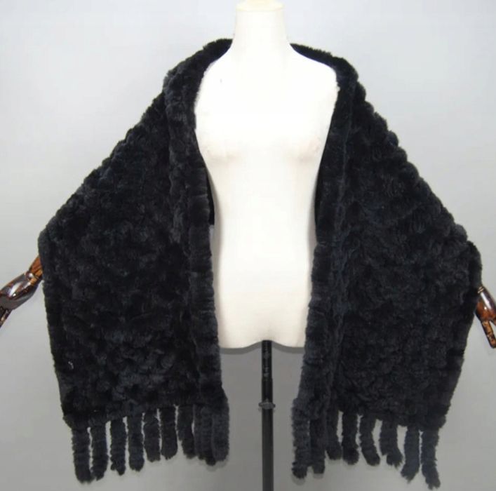 Szal - narzutka naturalne futro z królika Rex