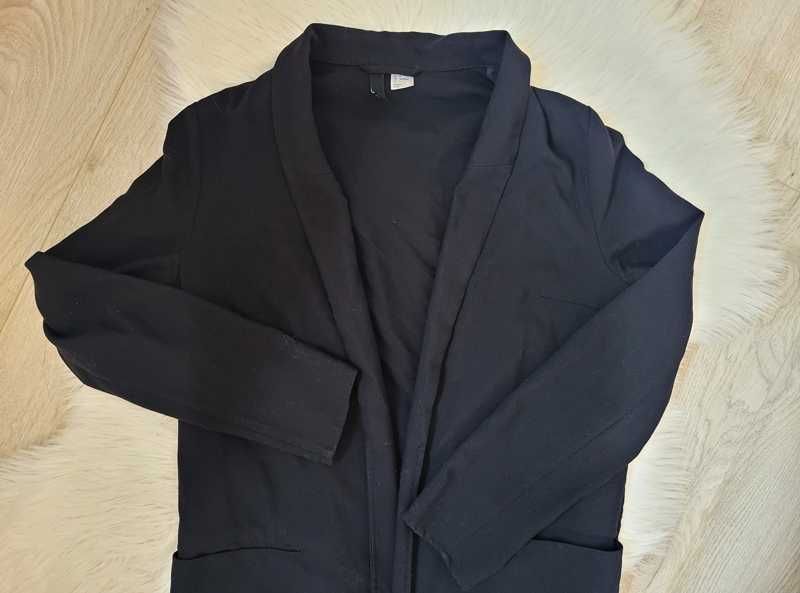 Czarna, klasyczna, lekka marynarka / żakiet z kieszeniami, H&M, 34 XS
