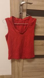 Damska czerwona bluzka bez rękawów w rozmiarze S
