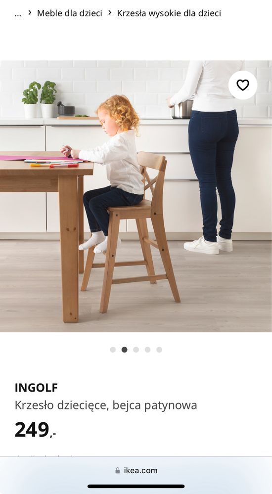 Krzesełko dziecięce Ikea Ingolf krzesło wysokie
