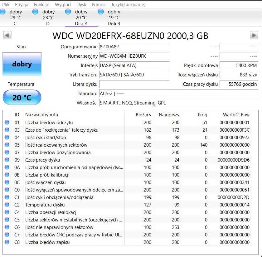 Western Digital WD20EFRX 2TB SATA III 3,5 - X2 4TB !OKAZJA!