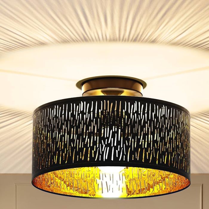 FRIDEKO HOME Nowoczesna lampa sufitowa, czarna, ażurowa, okrągła 30 cm