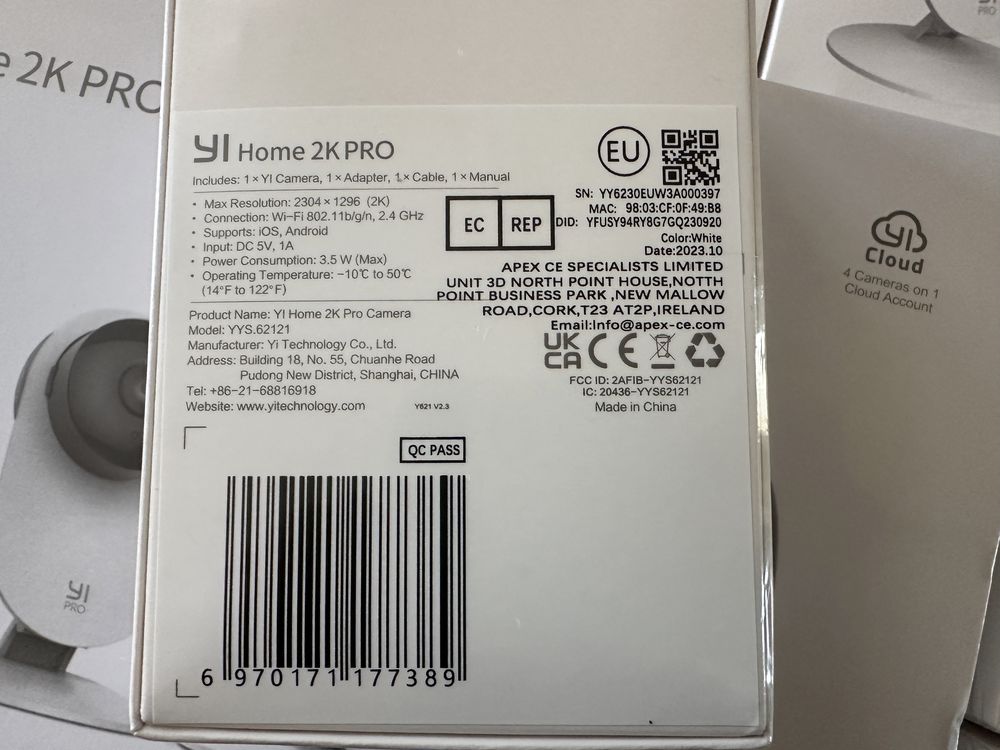 IP-камера YI Home 2K PRO White  (Міжнародна версія) відеоняня camera