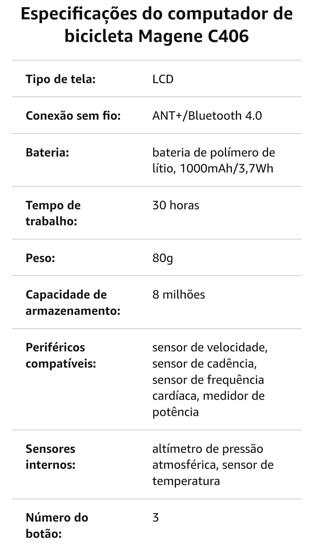 Computador de bicicleta Magene C406