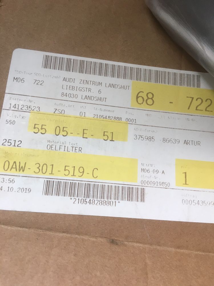 Фільтр масляний акпп VAG 0AW-301-519-C