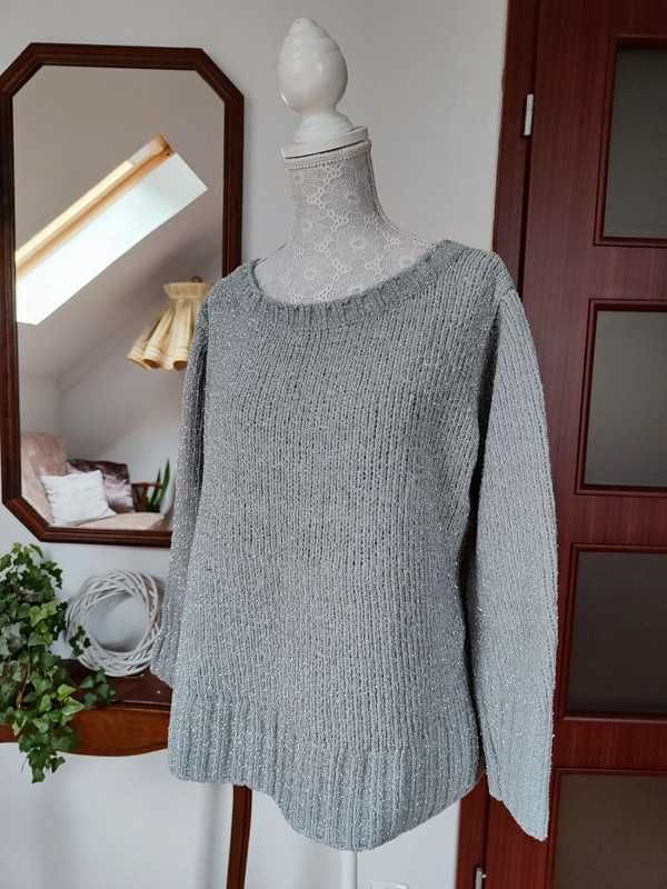 Sweter M 38 Colours of the world TAKKO błyszczący metaliczny szary