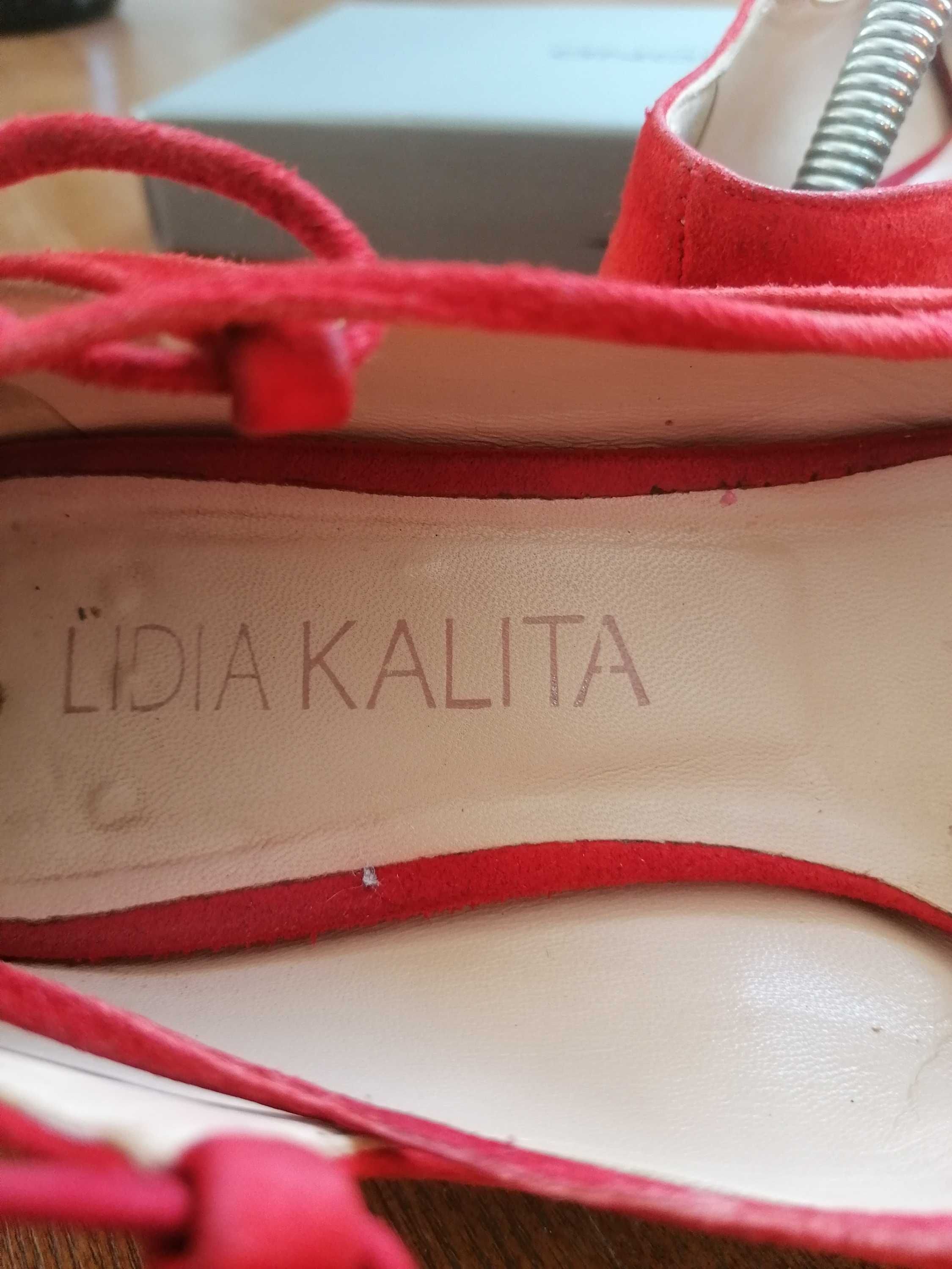 Pomarańczowe zamszowe baleriny Lidia Kalita 38