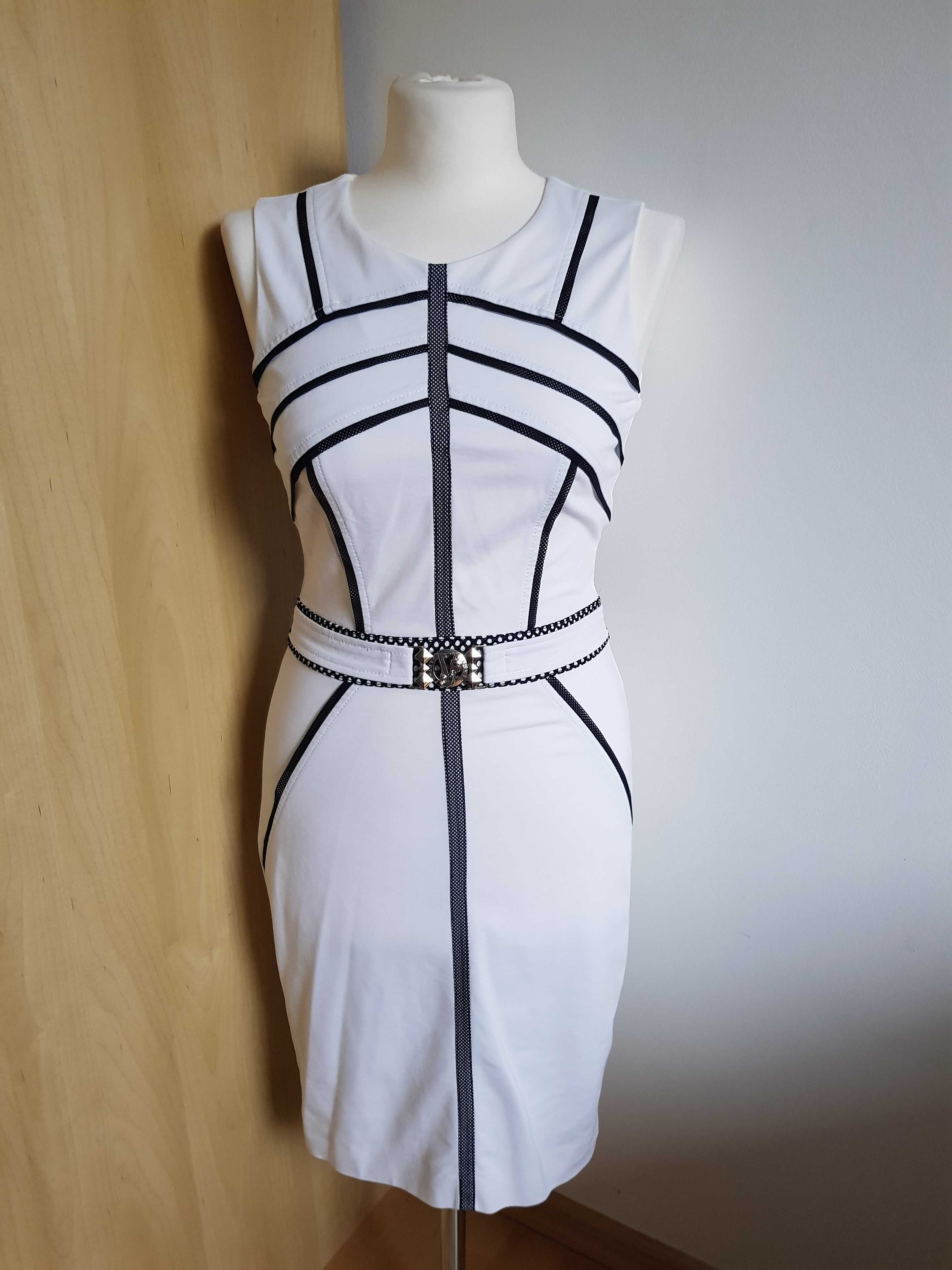 Versace oryginalna biało-czarna sukienka w rozmiarze XS 34