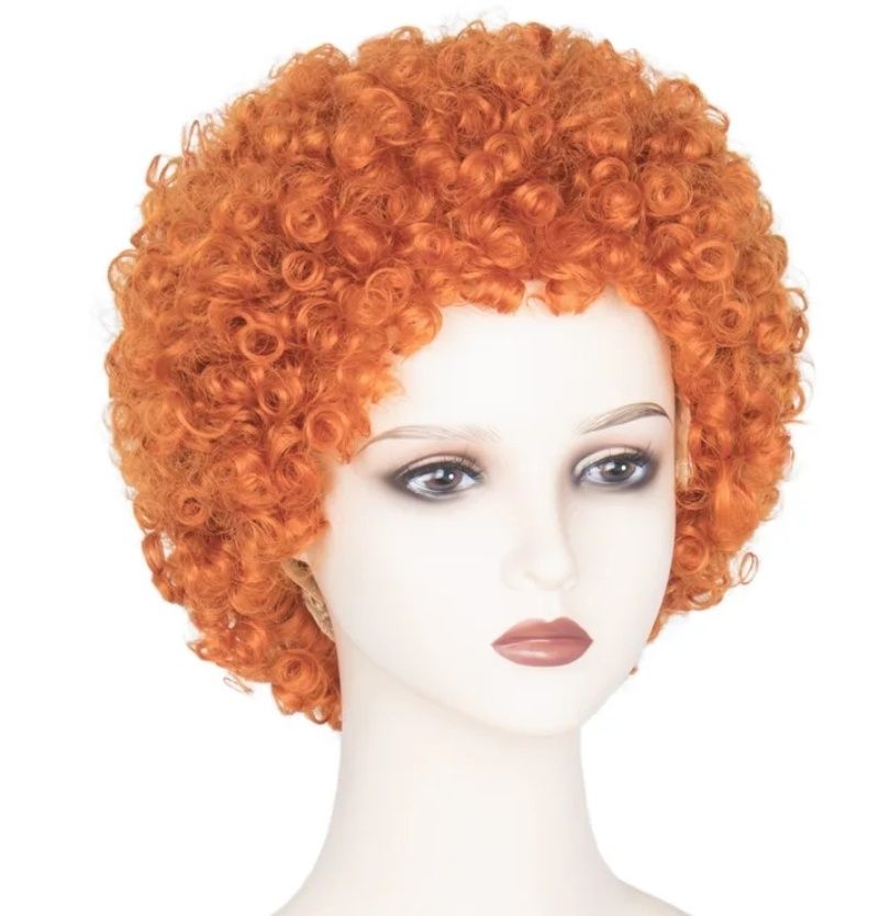 Afro pomarańczowa peruka
