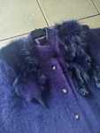 Sweter oversize vintage wełna angora z naturalnym lisem