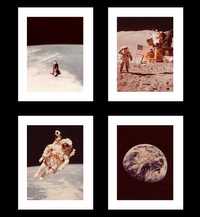 Astronauci i Lądowanie na Księżycu, Komplet 4 Plakatów Retro