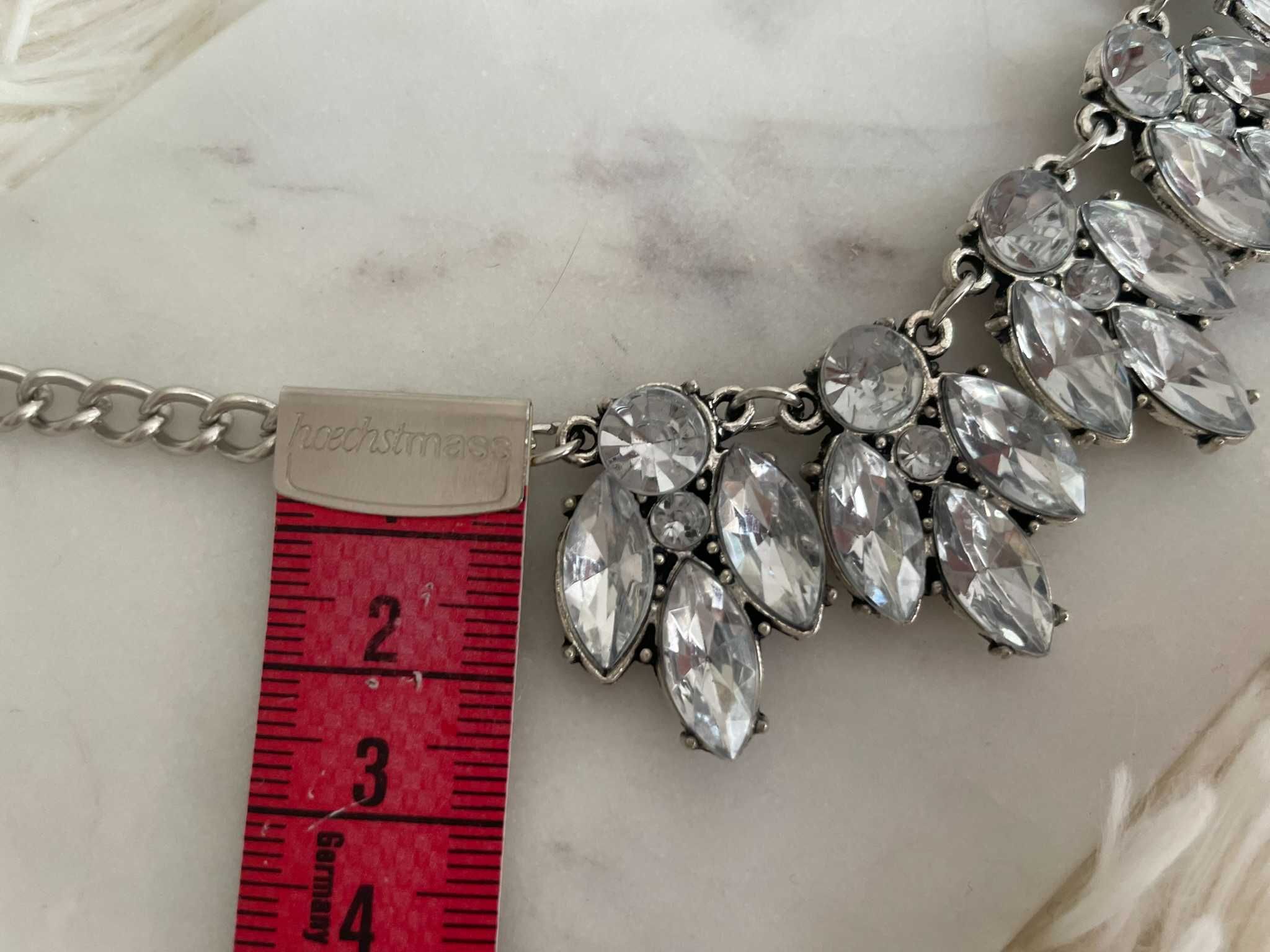 Naszyjnik srebrny zdobiony ozdobne szkiełka elegancki aesthetic nowy