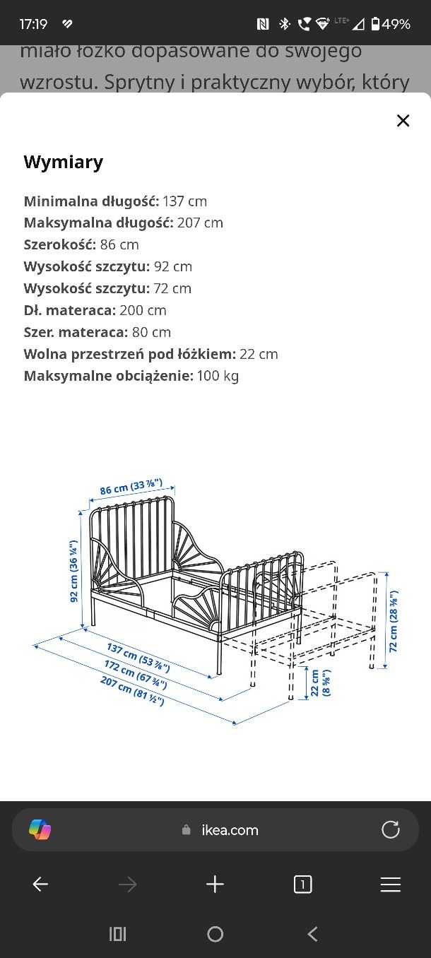 Łóżeczko dla dziecka regulowa e